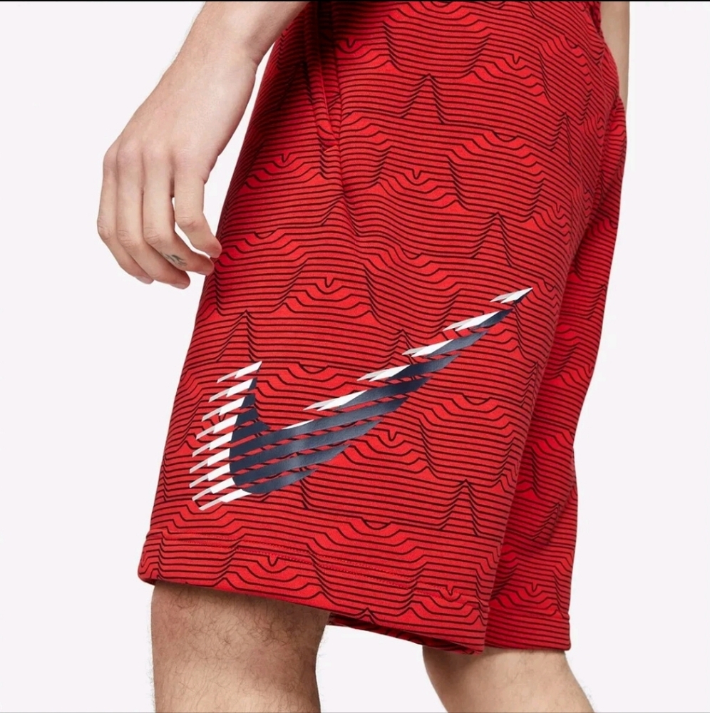NIKE Men's Big & Tall Logo Swoosh Shorts Red & Black